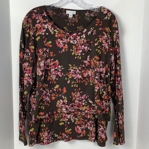 J Jill Floral Long sleeve Top Size L